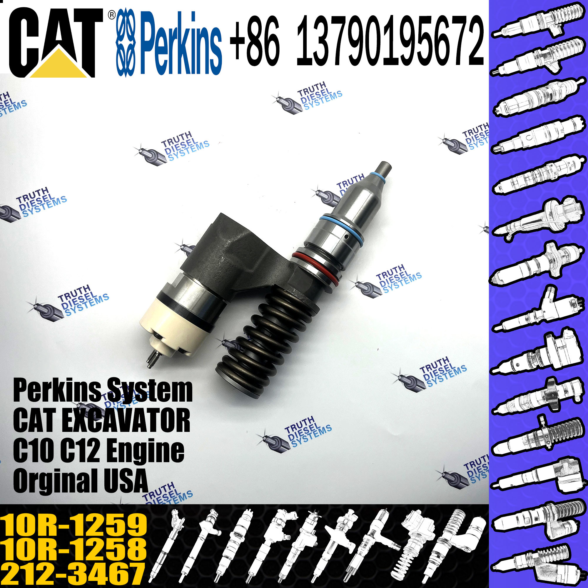 High Quality Diesel Common rail Diesel Fuel Injector 212-3467 10R-1259 For CAT C10/C12 Engine