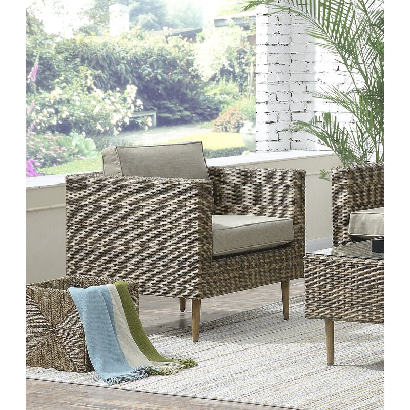 27.5'' H X 30'' W X 29'' D Chair Size Rattan Garden Furniture Set for Outdoor Living