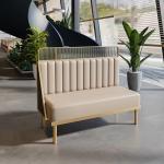 Luxury Restaurant Booth Seating Combination Leather Metal Marble Table