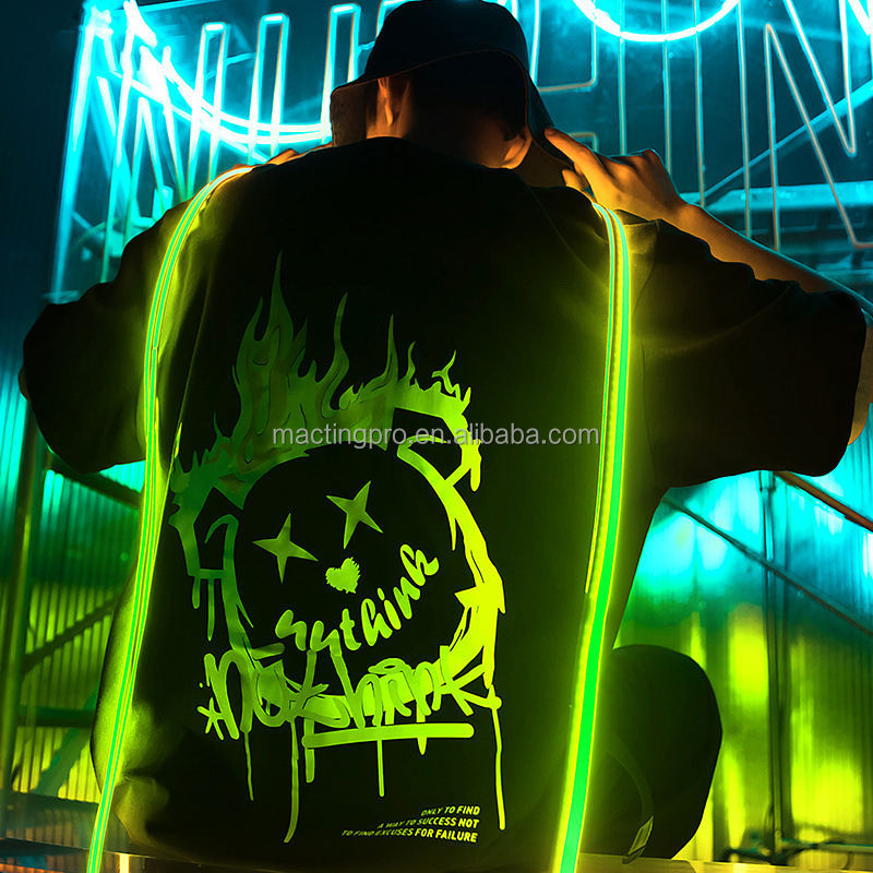 Men's Streetwear 2024 Summer Fashion Trend Oversized Reflective T Shirt Custom Design