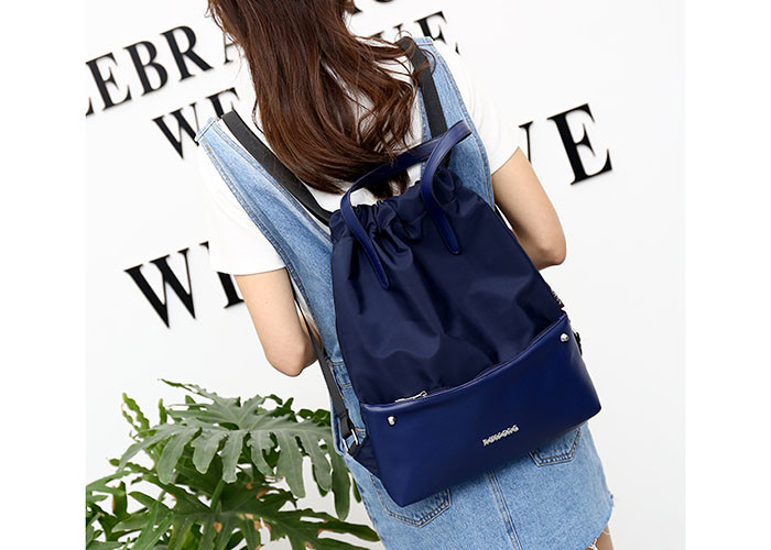Durable Drawstring School Backpack Customized Logo With PU Leather Pocket
