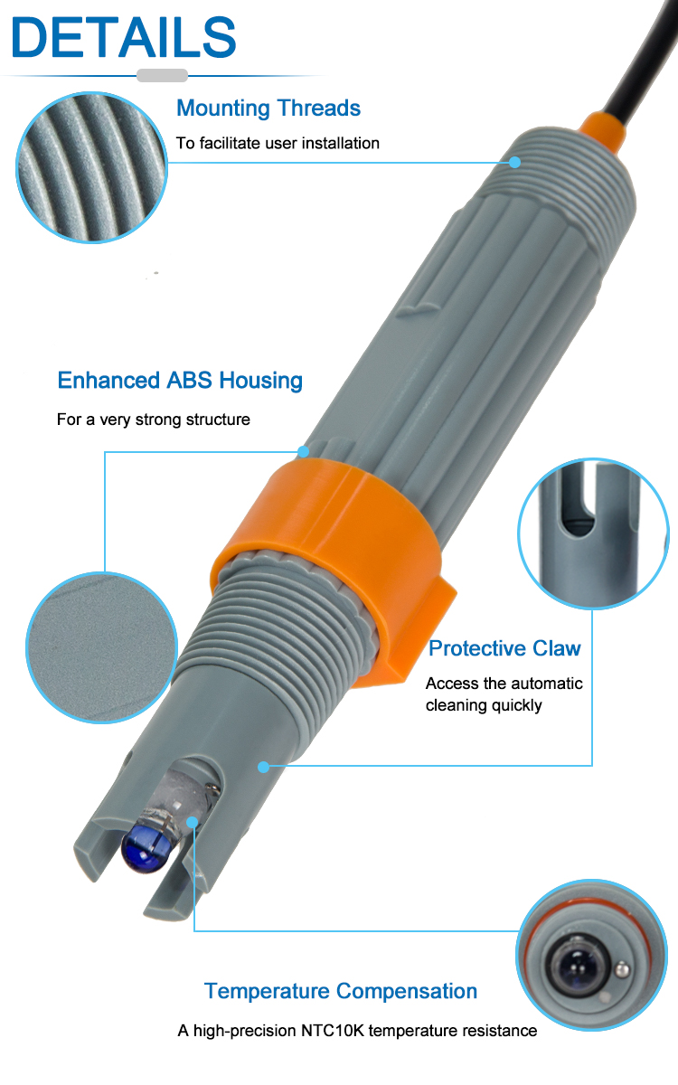 Built-In TEMP Electrical Isolation Digital PH Probe For Industrial Process Monitoring