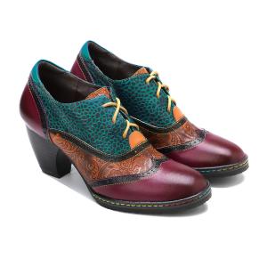 China Retro Style Women'S Dress Shoes Leather Ladies Lace Up Shoes With Rubber Outsole wholesale