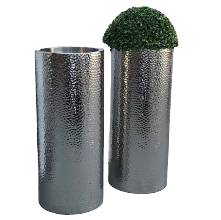 Brass hammered metal planter 12" large hammered brass planter pot