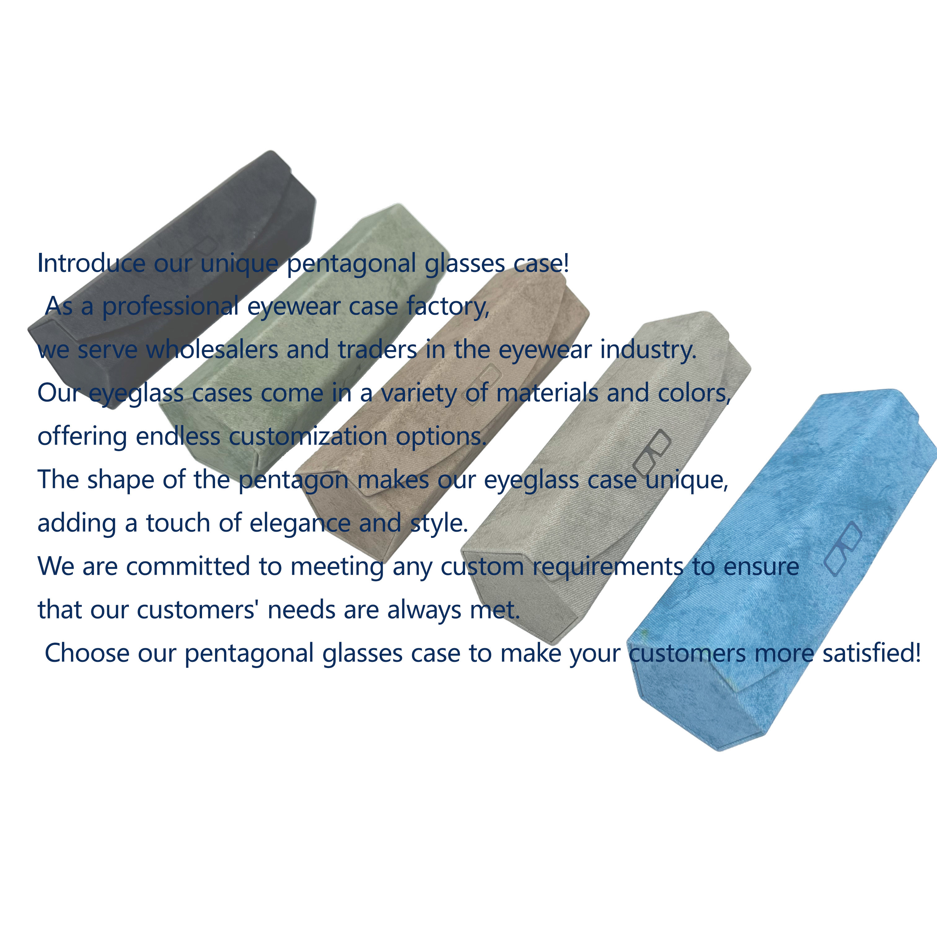 Dustproof Pentagon Optical Glasses Case Blue Fabric Luxury Type