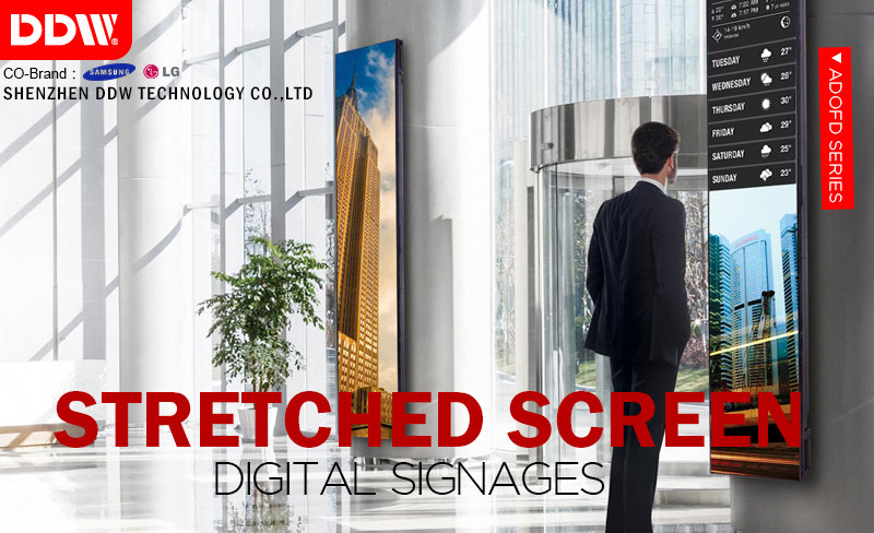 23.1 Inch Transparent LCD Screen Stretched Digital Signage Monitor Display For Elevator