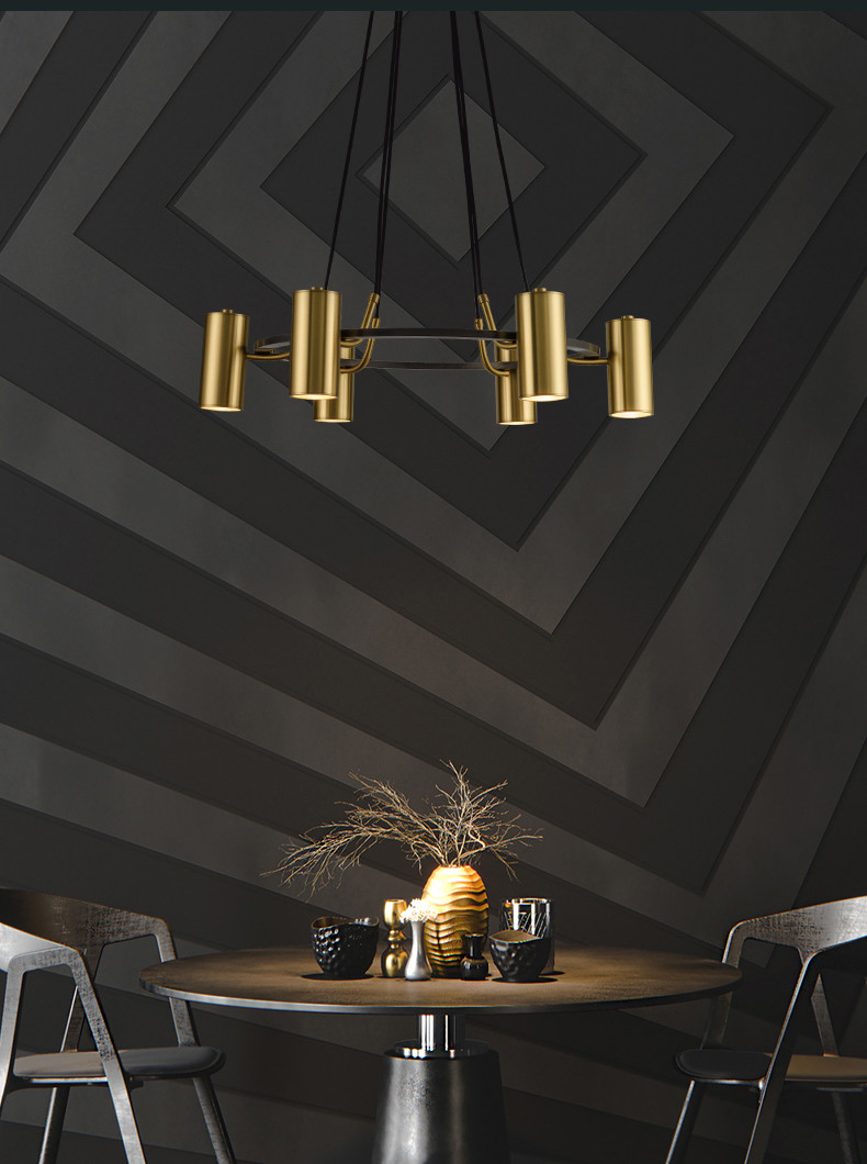 Minimalist Chandeliers Gold LED Black Ring Living Room Dining Lighting circular pendant light(WH-AP-567)