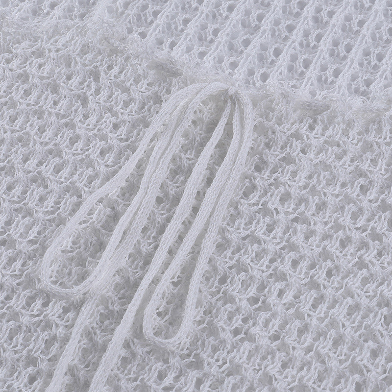 Hollow Perspective Women's Beachwear Dresses , 99cm White Knitted Beach Dress