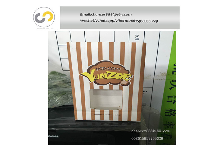 Roll feeding square bottom bread paper bag making machine with PP window, pp pouch bag
