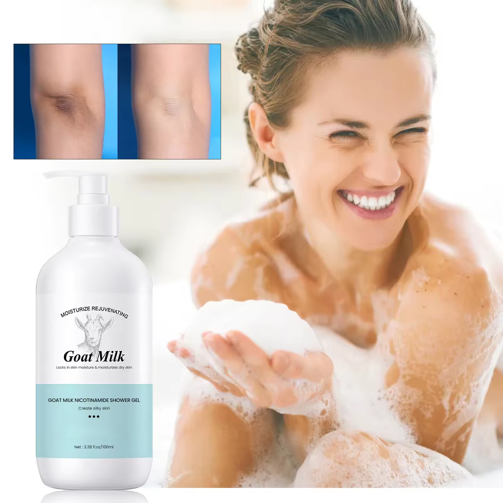 Goat Milk Bath Shower Gel Smoothing Bath Body Wash Moisturizing Shower Gel For Dry Skin