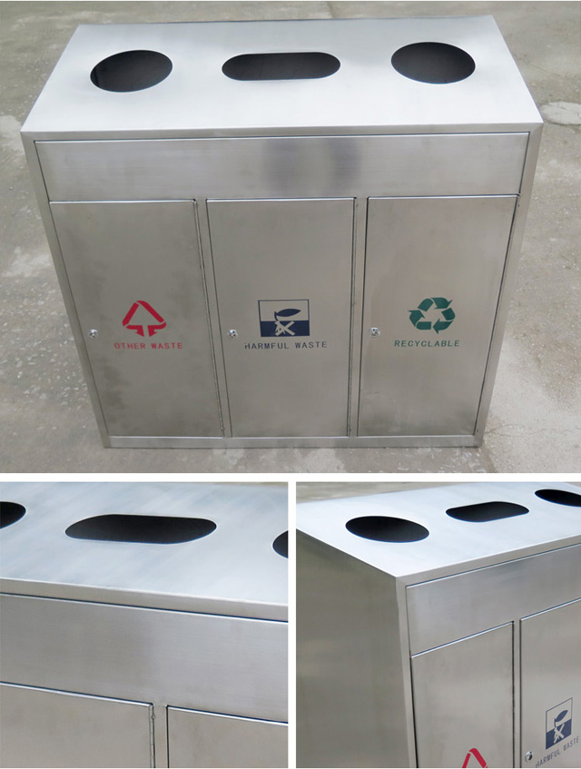 Outdoor Street Recycling Trash Bins Industrial Dustbin China Wholesale Garbage Stainless Trash Bin