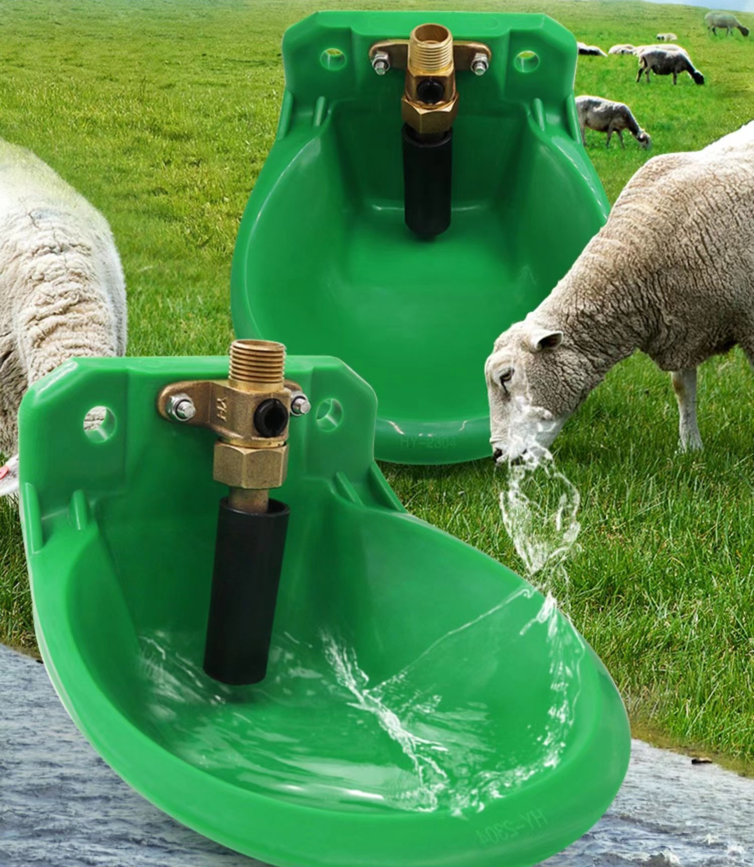 Green Plastic Copper Valve Automatic Water Drinker Sheep Goat Water Drinker