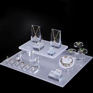 China Brushed Matt Acrylic Jewelry Display Set Necklace Earring Ring Pendant Bracelet Holder wholesale