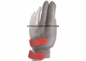China Three Fingers 304L Butcher Stainless Steel Gloves With Hook Strap wholesale