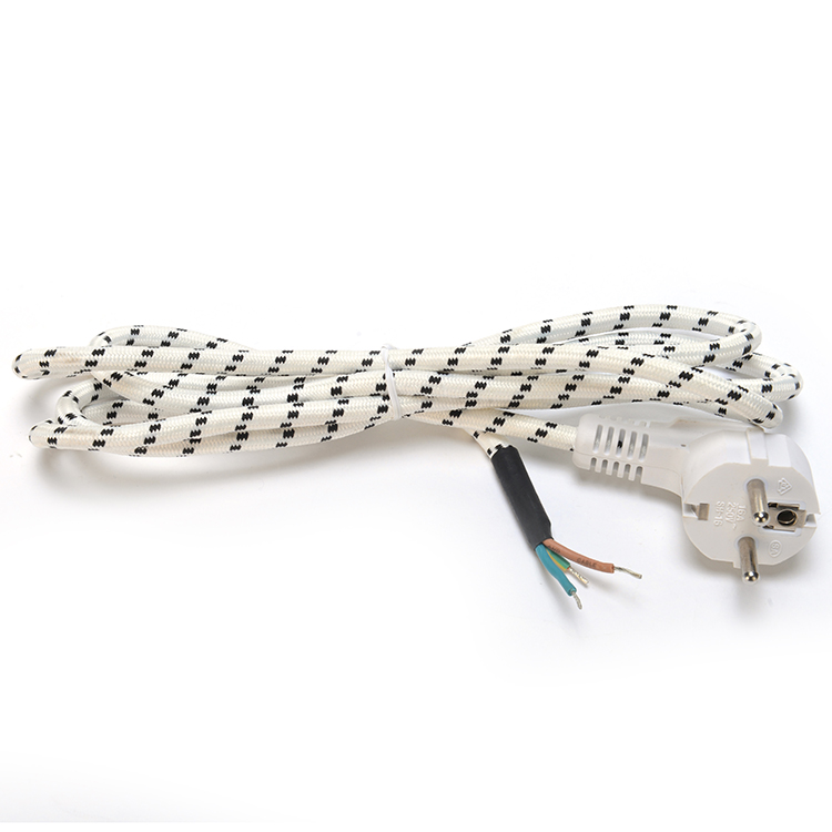 Insulation of PVC/Rubber VDE Standard 16A/250V Power Cord Extension Cord for Household Appliances 3 Prong Cotton Braided AC Cord