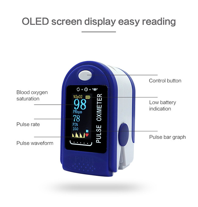 Plastic SpO2 Detector BT PI OLED Display Portable Oxygen Saturation Monitor