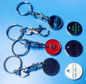 China caddy coin key chain, trolley coin keychains, coin holers wholesale