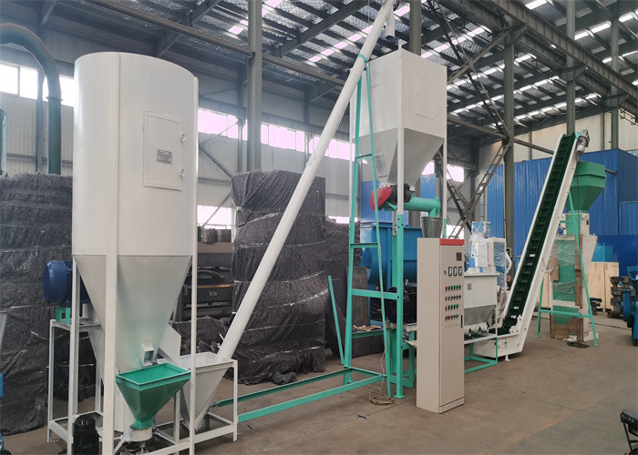 1t/h, 2t/h flat die animal feed production line for chicken feed cattle goat rabbit poultry feed pellet production line