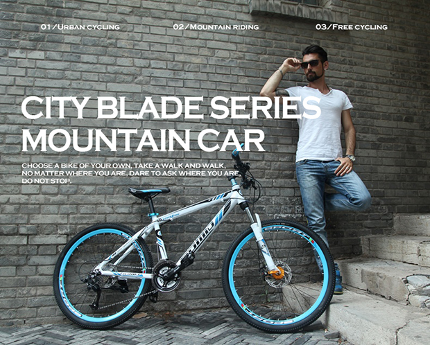 High Carbon Steel On-Road Mountain Bicycle with 21/24/27 Speed and 24inches/26inches/Customizable Wheel Size