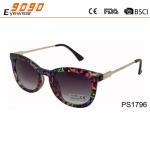 Unisex plastic sunglasses with metal temples, special retro designer stylish,
