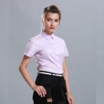 Short Sleeve Fashionable Ladies Work Uniforms Polyester Cotton Spandex Material