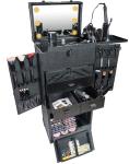 Professional Rolling Studio Makeup Case With Lights Collapsible Compartments