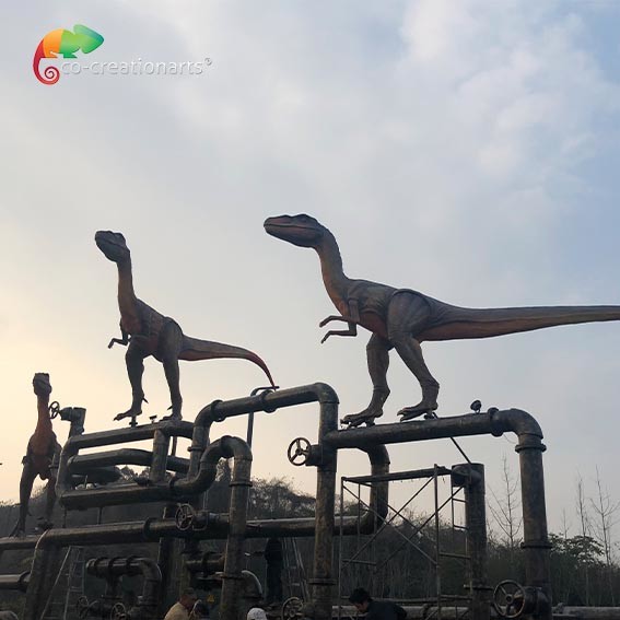 Outdoor Decoration Velociraptor Animatronic Waterproofing Realistic Dinosaur