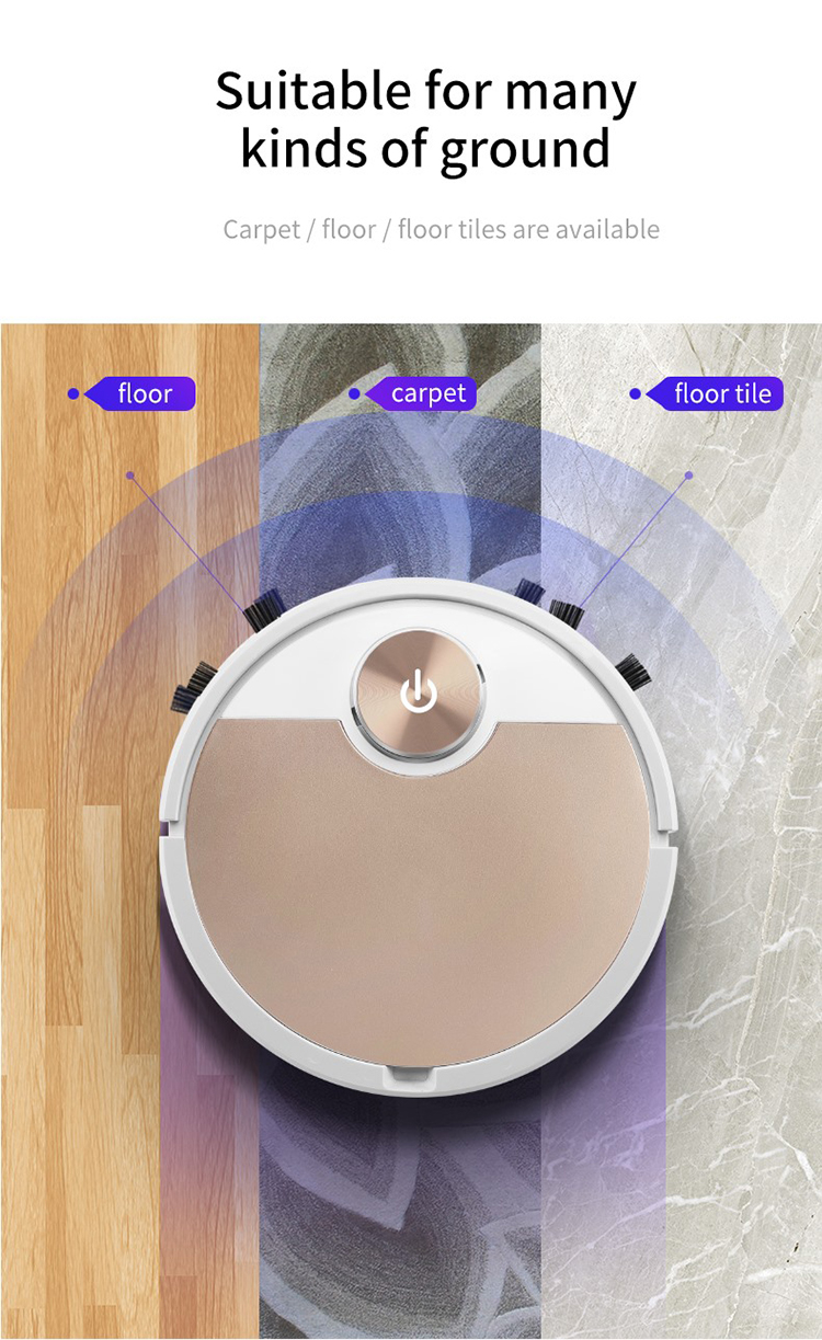 EMC 1600pa Smart Sweeping Robot Intelligent Vacuum Cleaner White