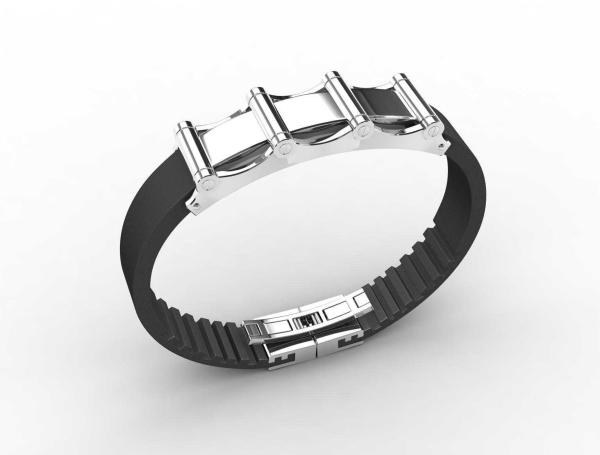 Top Quality Europe Fashion Stainless Steel Genuine Leather Silicone Bangle