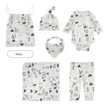 Wholesale Soft Organic Cotton Baby Pajamas Blanket Rib Hat Pants Set Baby Gift