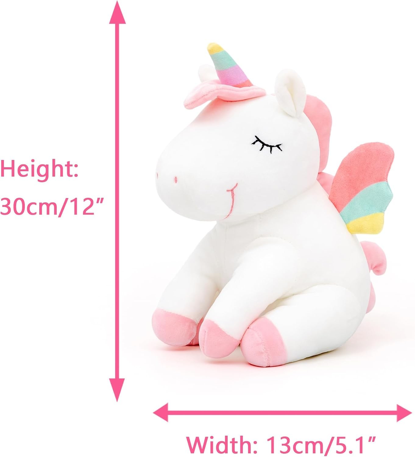 Lazada Unicorn Stuffed Animal Plush Toys Girls Gifts with Rainbow Wings White 12 Inches