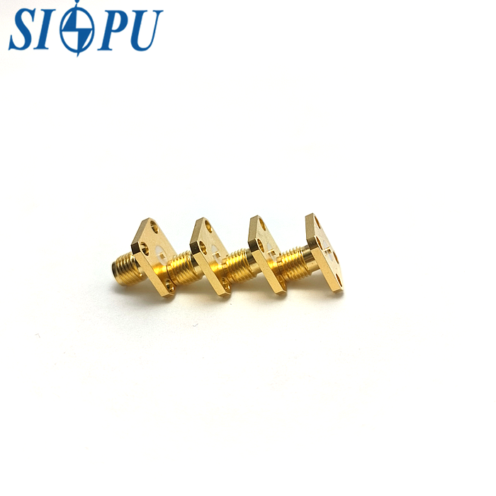 Robust Brass SMA 4-Hole Flange-Mounted Receptacle Gold-Plated RF Coaxial Connector for Stable Frequency Transmission