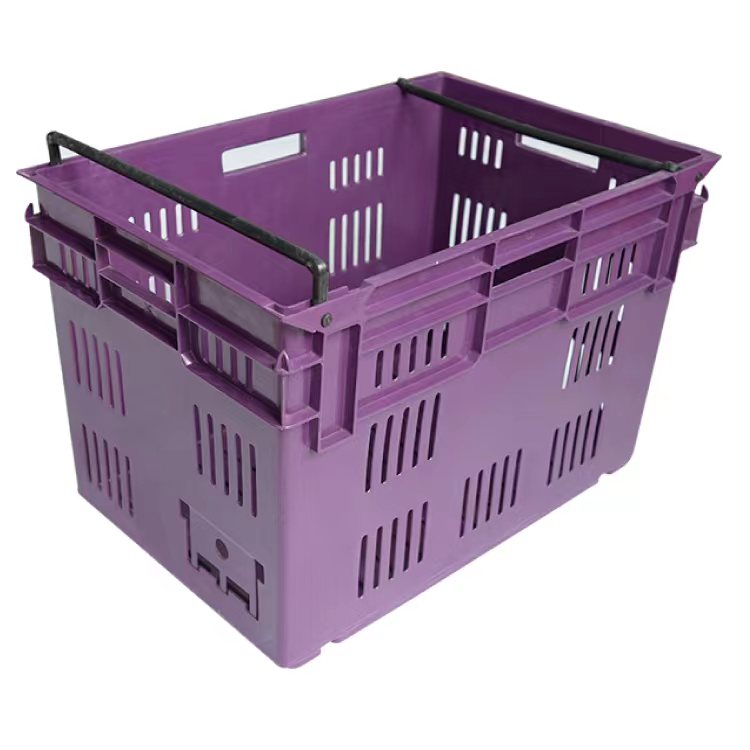 Harvesting Fruits Plastic Mesh Crate Customized Without Iron Handle