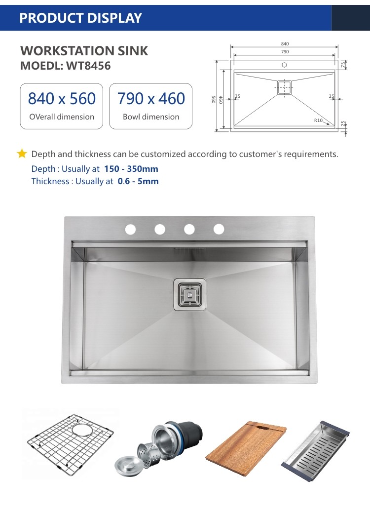 Brushed 16 Gauge Top Mount Stainless Steel Farmhouse Kitchen Sink 33 X 22