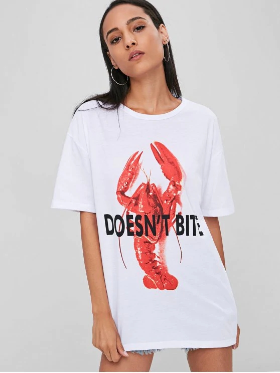 2018 Summer White Short Sleeve Printed Cotton Women T Shirt