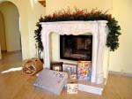 White marble fireplace mantel