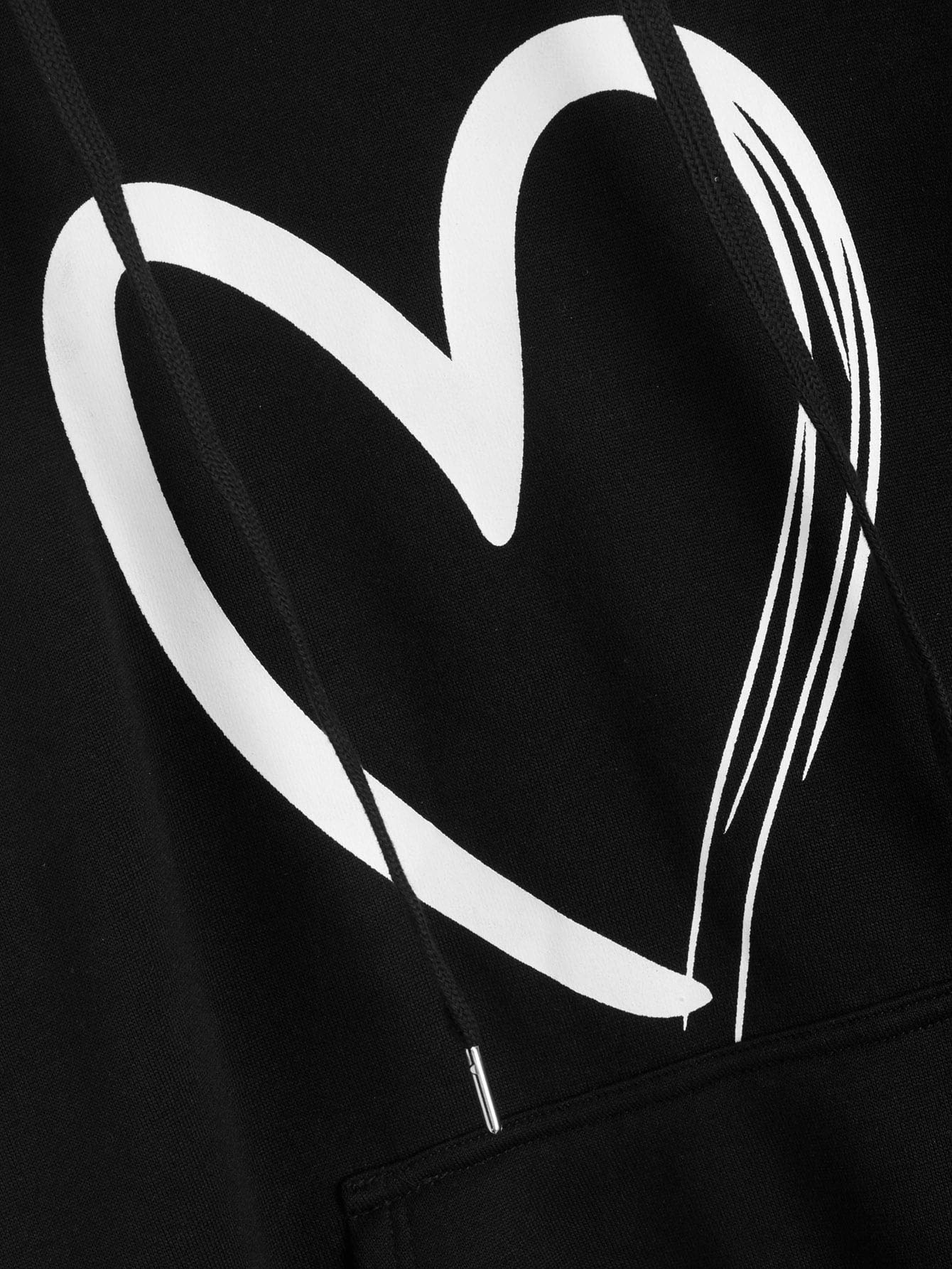 Custom Embroidery Hoodie Fall Fashion Trend Women'S Casual Heart Print Long Sleeve Pullover