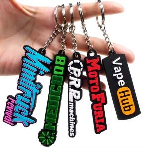 China Personalized Promotional Keychain Badge 2D Rubber PVC Debossed Printing wholesale