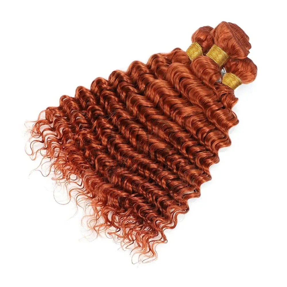 Ginger Orange Deep Wave Remy Human Hair Bundles Sew In Weave Bundles Brazilian Bundle Deals