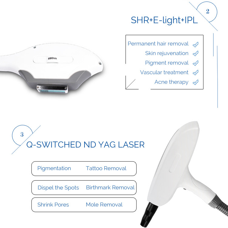 Multifunction Beauty Machine IPL SHR Saphir RF E-Light ND YAG Laser Decrease Vascular Laser Maquina