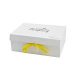 Yellow Ribbon Closure White Hard Cardboard Gift Boxes 8cm Width