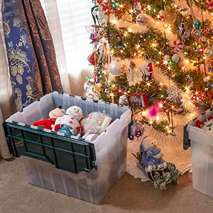 document storage container craft storage clear file box tote hinged lid attached lid holiday storage