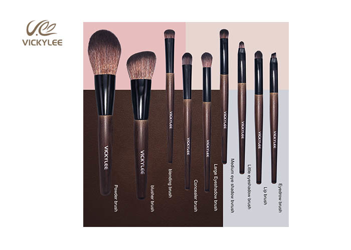 9 In1 Wooden Handle 7.4 inch Facial Makeup Brushes