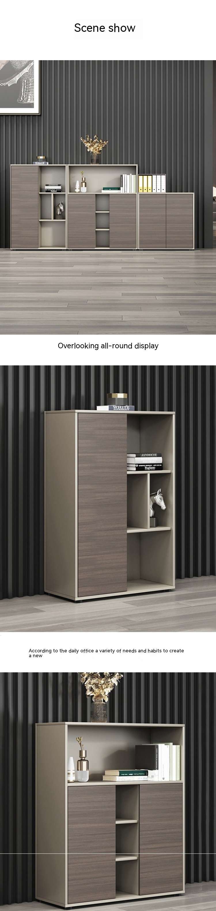 Correc Assembled Wooden Office File Cabinet Greenery Low Cabinet for Pantry Lounge Storage