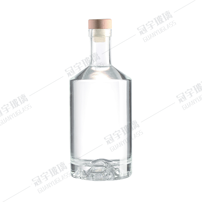 750ml Cylindrical Vodka Glass Wine Bottle Glass Bottle with Acid Etch Surface Handling