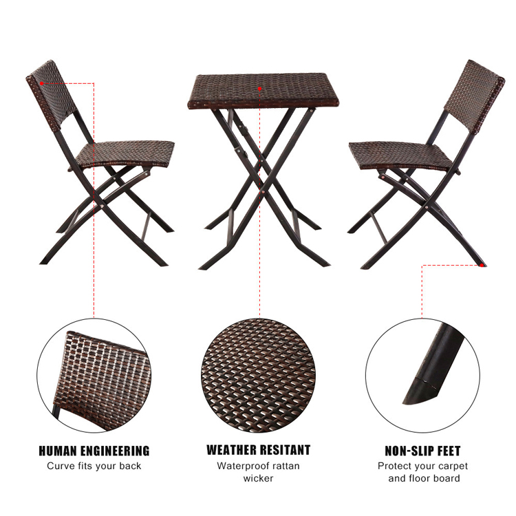 Outdoor Banquet Events Folding PE Rattan Wicker Dining Coffee Chair with Custom Logo