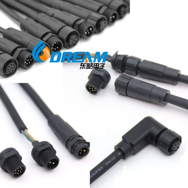 DREAM START Custom Mini Waterproof IP67 Connector for LED Outdoor Automotive Lighting M12 2pin 3pin 4pin 5pin 6pin 7pin 8pin