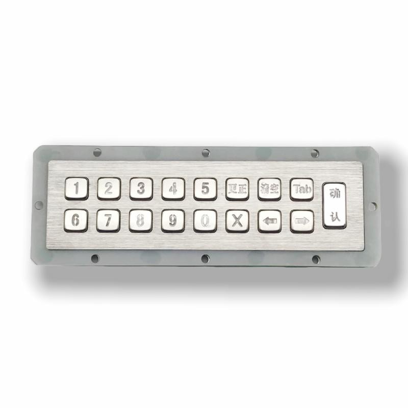 IP65 / IK07 Waterproof USB Stainless Steel 17 Keys Backlit Keypad Industrial Numeric Keypad With Backlit Rear Panel Mounted -40℃