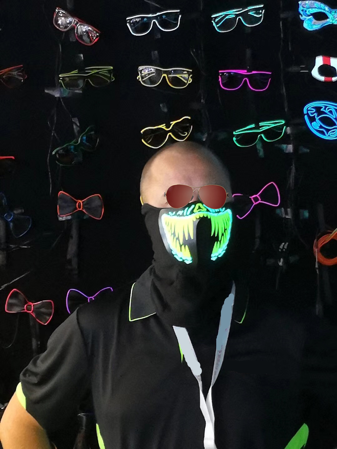 Wholesale Halloween Party Costume Cosplay Props Masks LED Rave Face Mask Flashing Light Up EL Mask Hot Sales Music-Activ