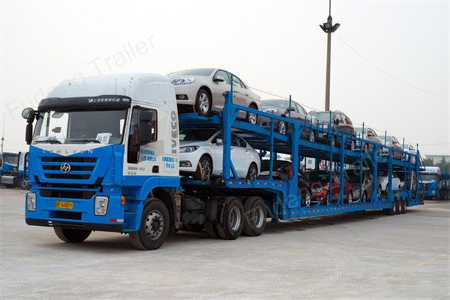 2 Axles Hydraulic Car Carrier Trailer Skeletal Frame Type Custom Dimension